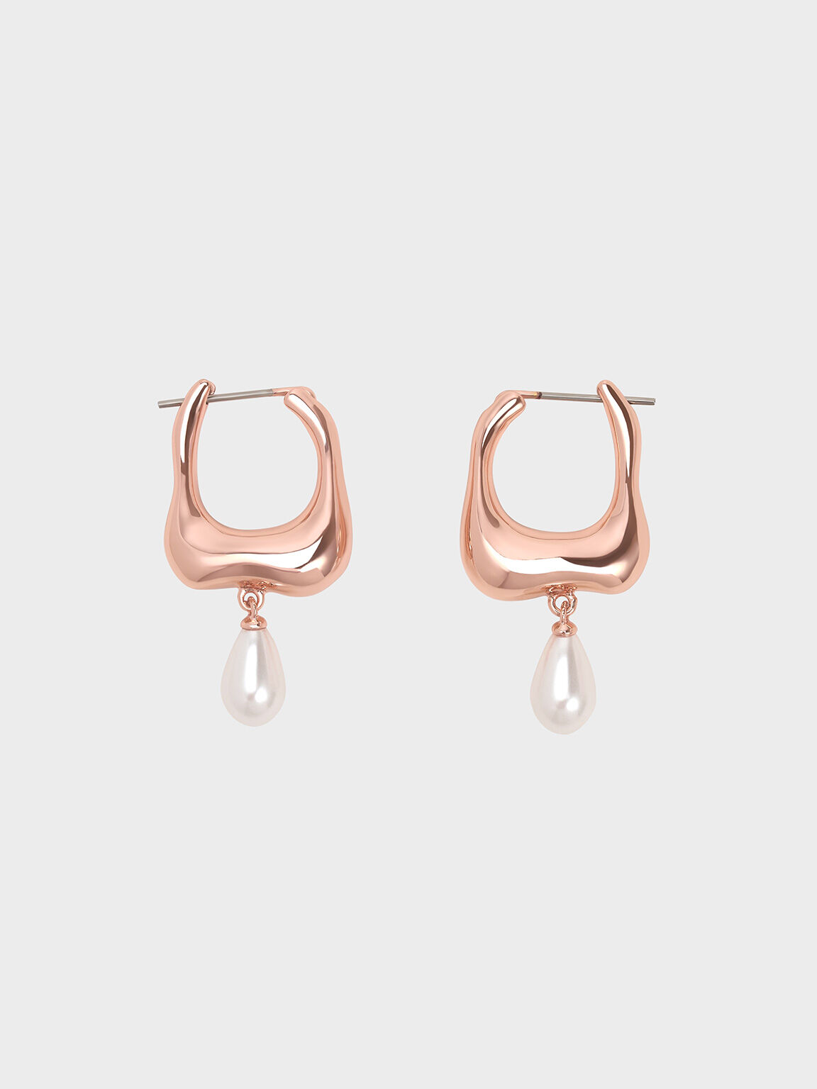 Khuyên tai Corrine Teardrop Pearl Hoop, Vàng hồng, hi-res