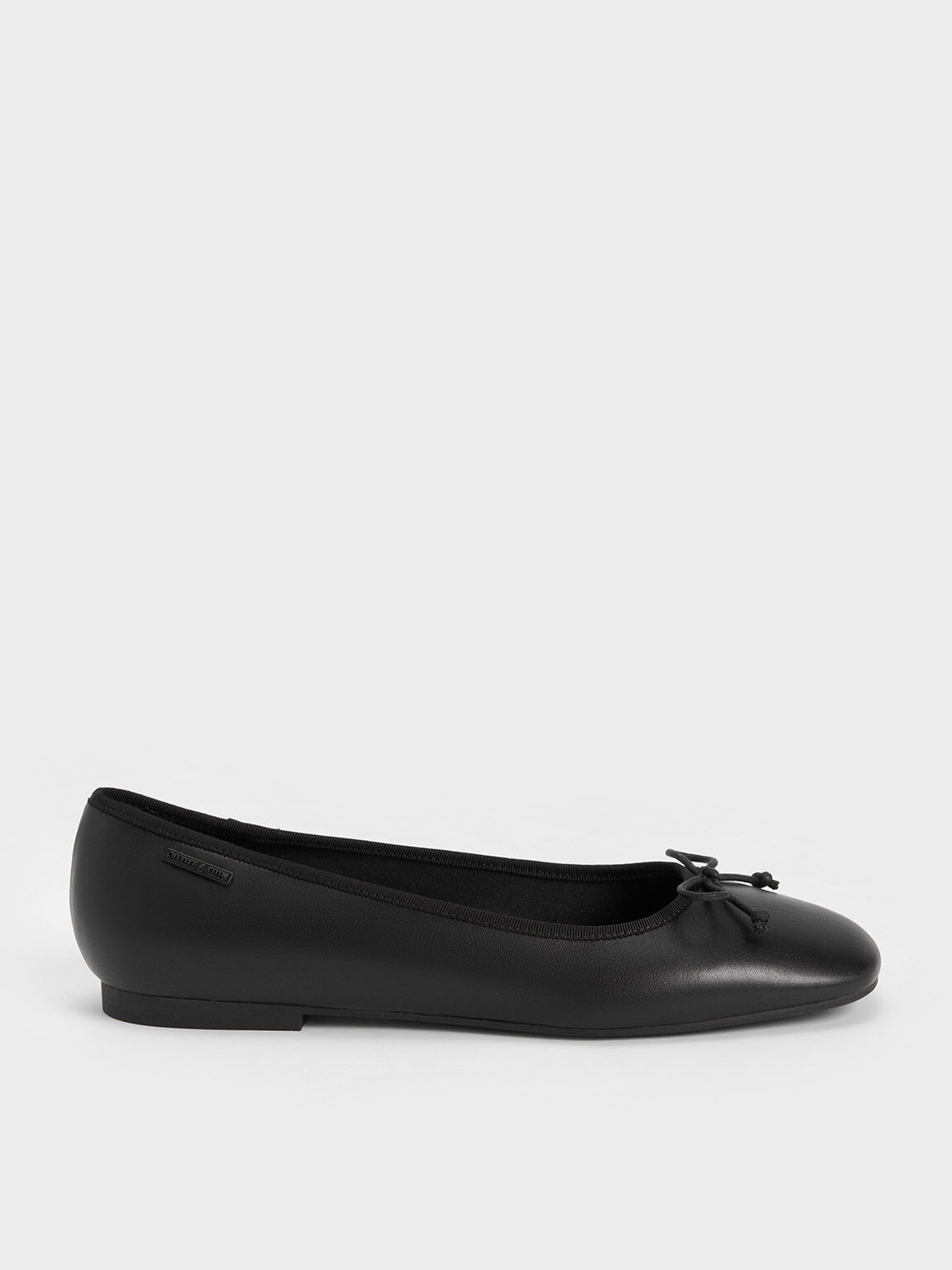Giày búp bê mũi vuông Rounded Square-Toe Bow black (Đen) | Giày 