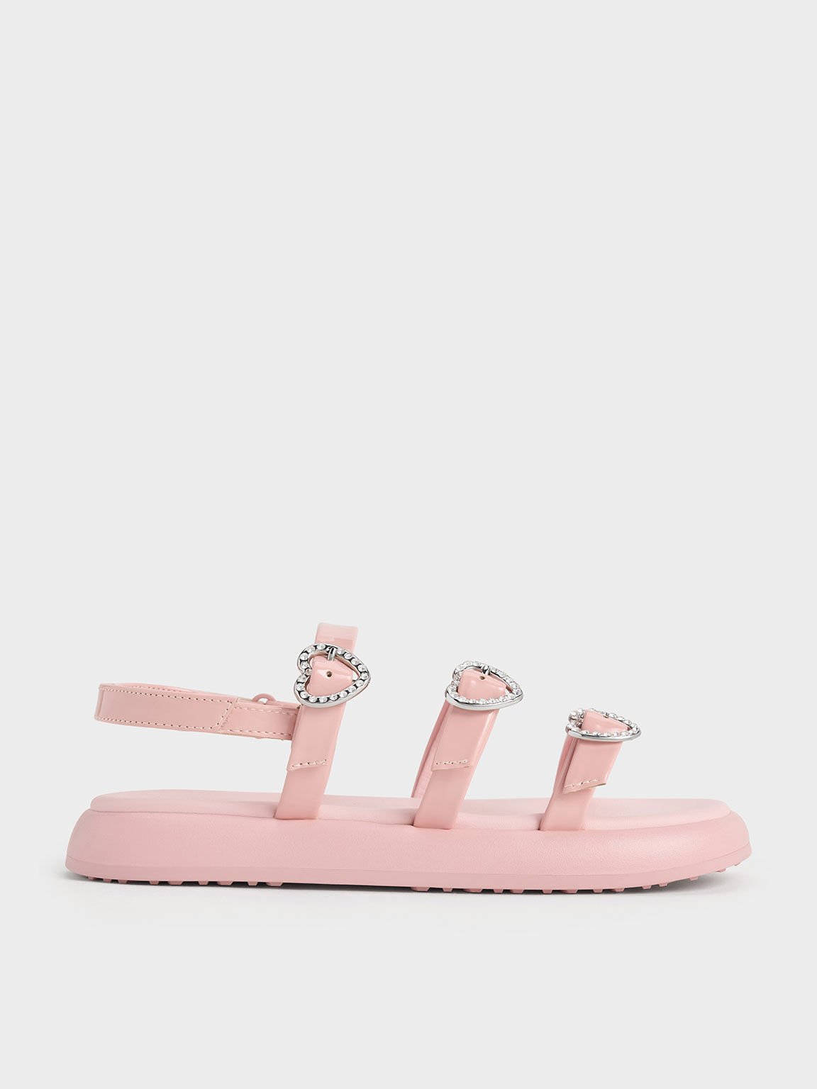 Giày sandals bé gái quai ngang Patent Heart-Embellished Strappy, Hồng, hi-res