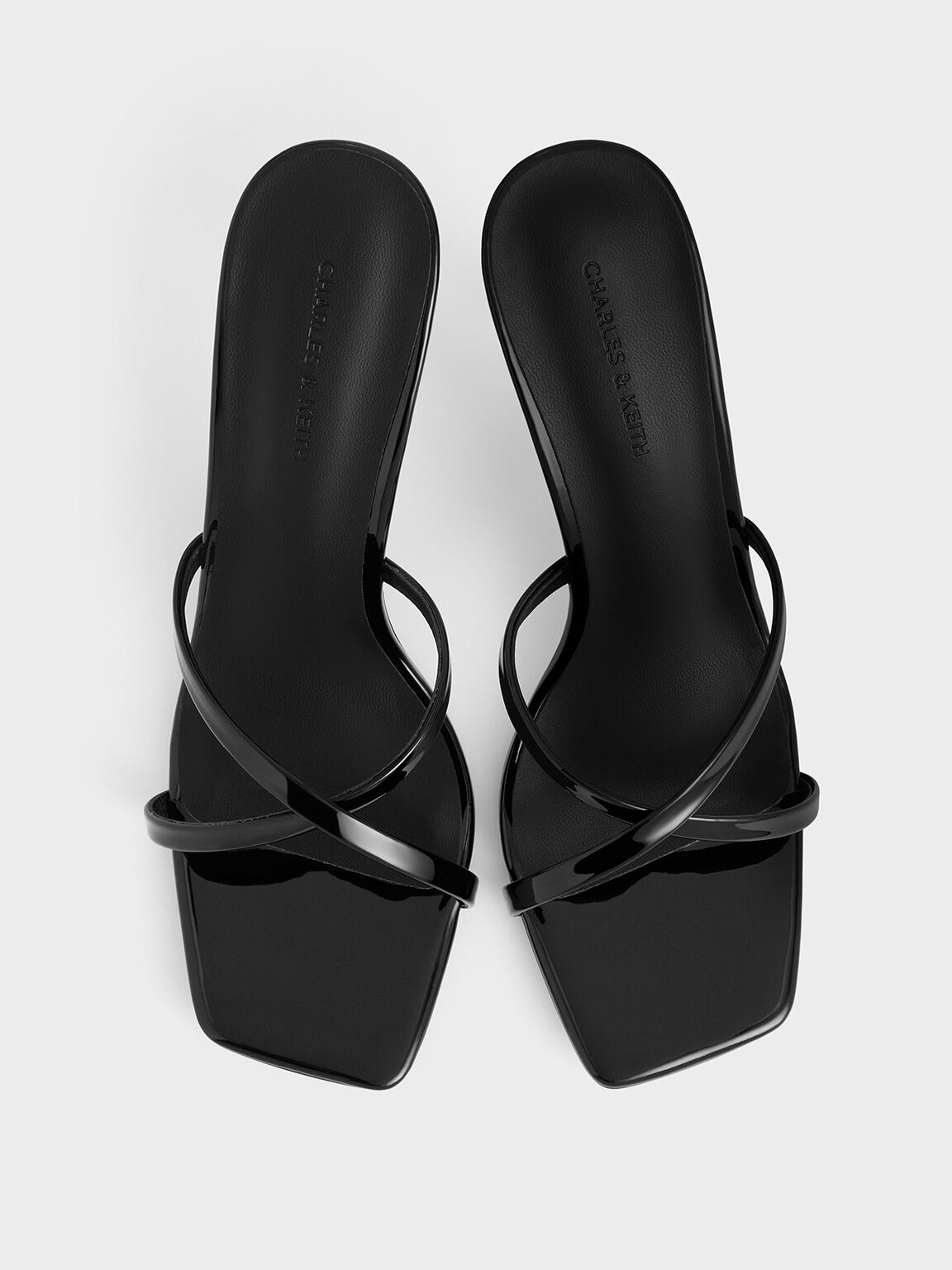 Giày sandal cao gót Patent Crossover-Strap, Đen bóng, hi-res