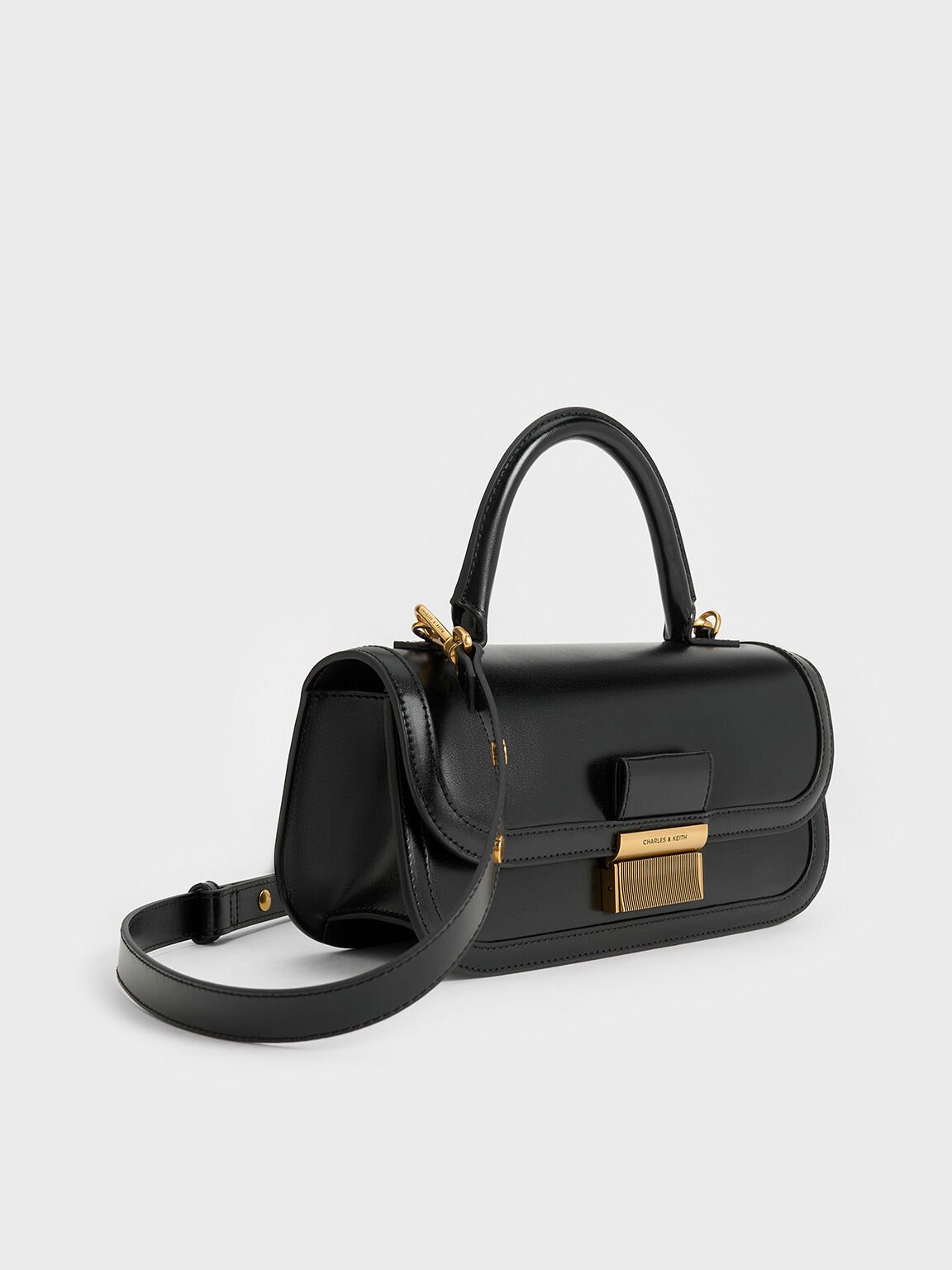 Charlot Elongated Top Handle Bag, Black, hi-res