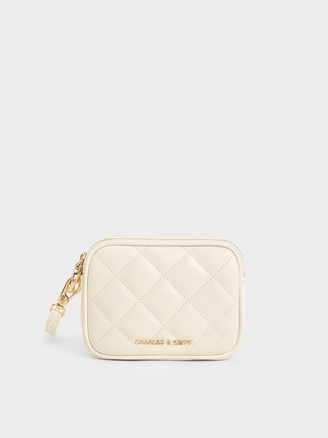 Ví ngắn chữ nhật Apfra Quilted Wristlet, Kem, hi-res