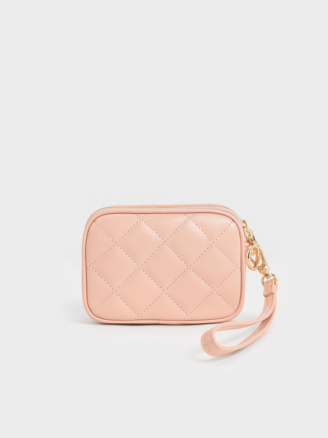 Ví ngắn chữ nhật Apfra Quilted Wristlet, Hồng, hi-res