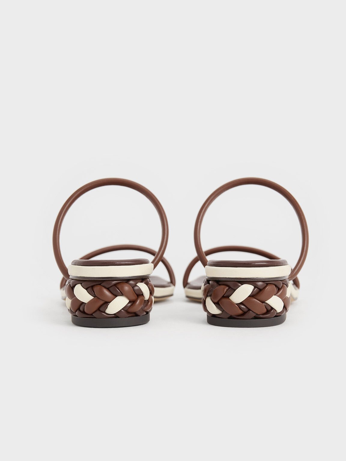 Double-Strap Braided-Heel Mules, Brown, hi-res