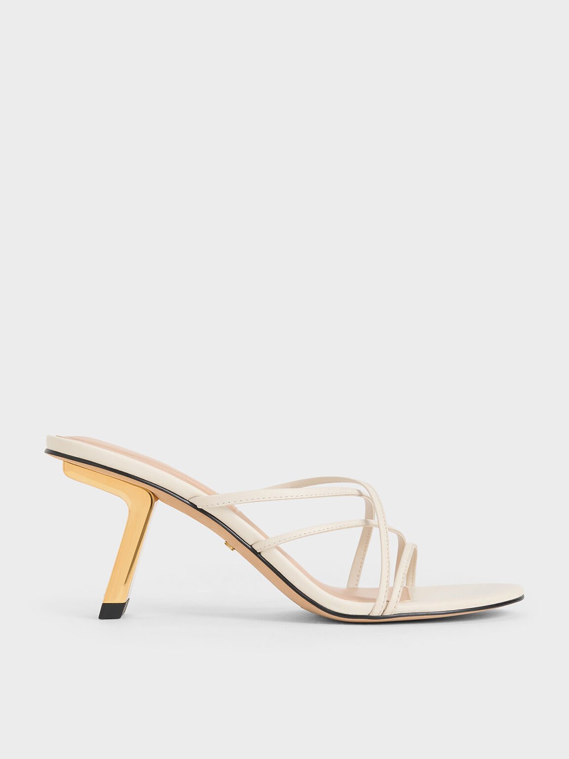 Giày mules cao gót Orly Leather Strappy Slant-Heel, Trắng, hi-res