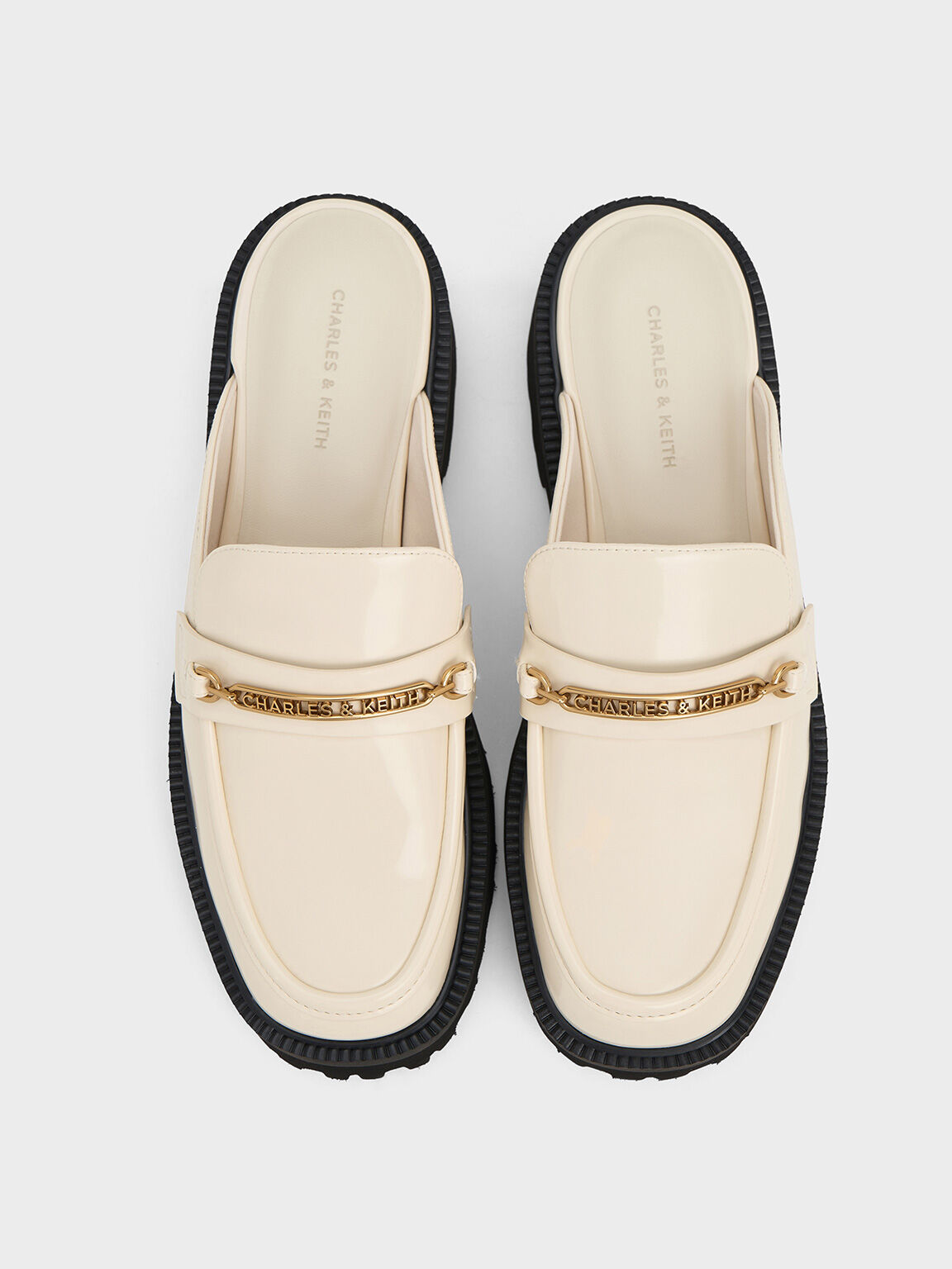 Remy Metallic-Accent Loafer Mules, Chalk, hi-res