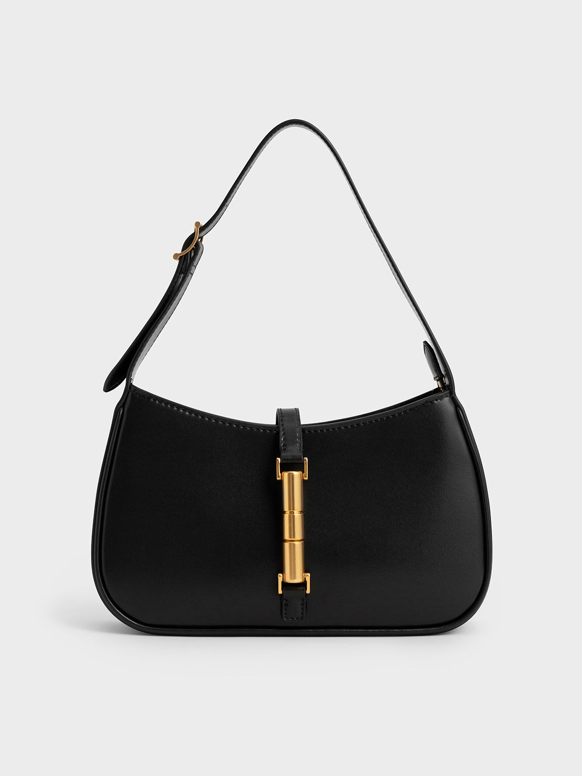 Black Cesia Metallic Accent Shoulder Bag - Charles & Keith Vn