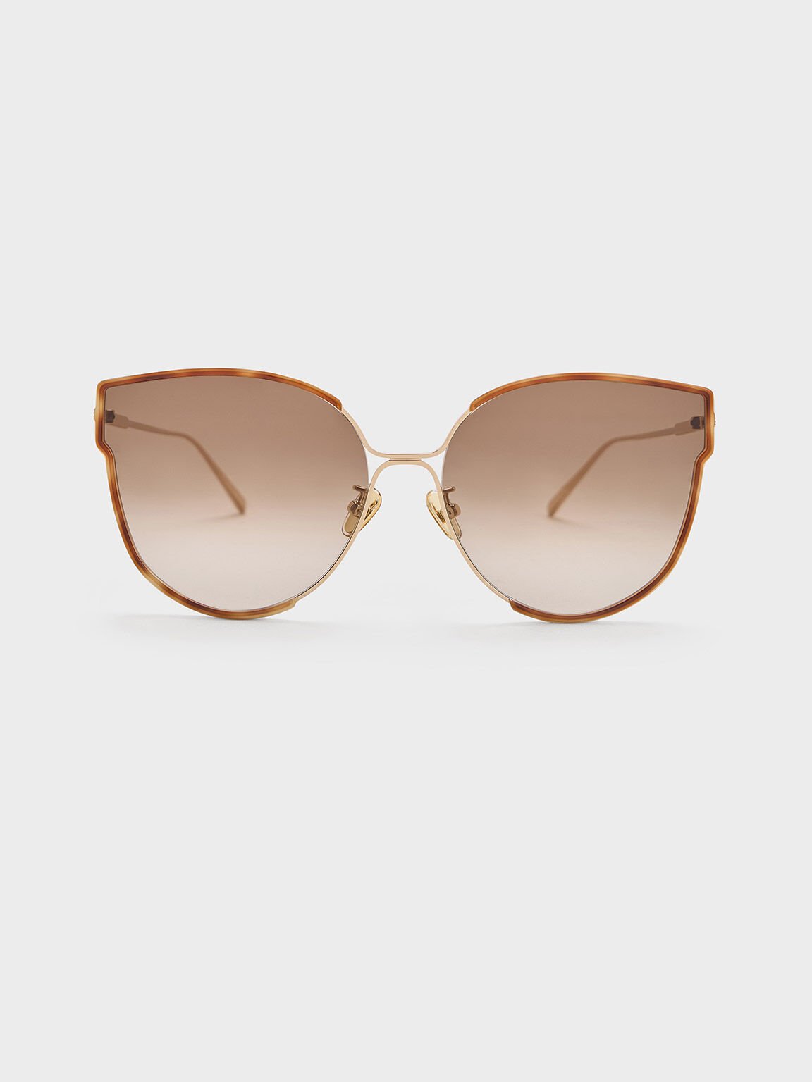 Tortoiseshell Thin-Rim Butterfly Sunglasses, T. Shell, hi-res