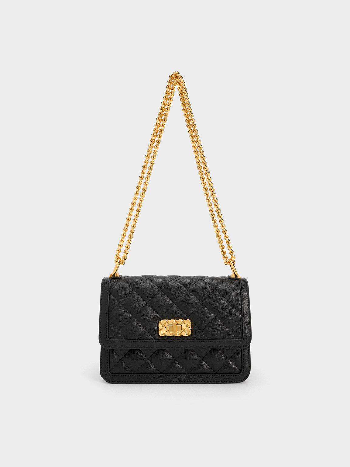 Black Micaela Quilted Chain Bag - Charles & Keith Vn