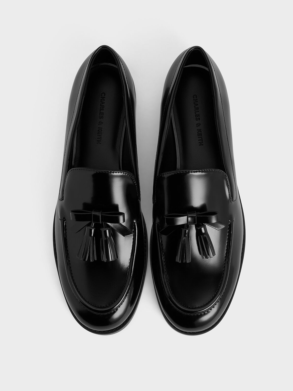 Bow Tassel Loafers, Black Boxed, hi-res