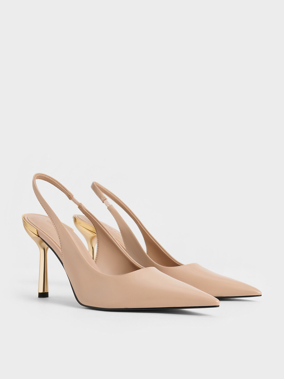 Giày cao gót mũi nhọn Metallic-Heel Pointed-Toe, Nude, hi-res