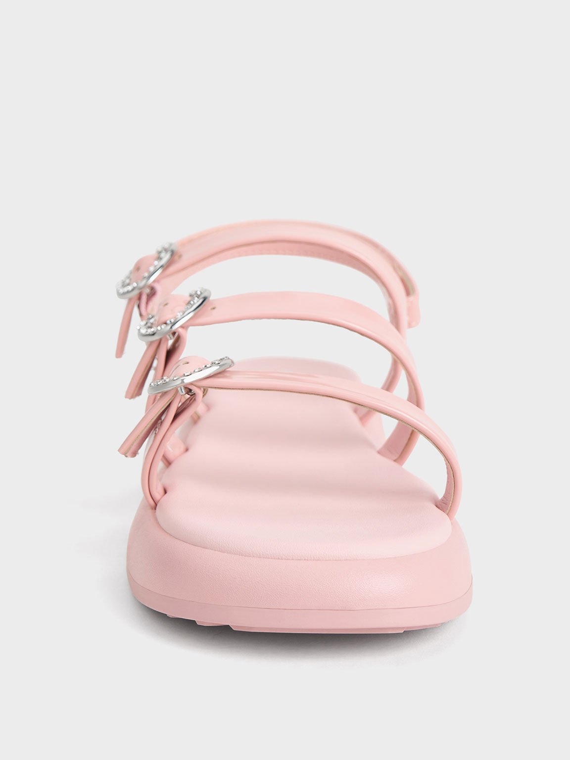 Giày sandals bé gái quai ngang Patent Heart-Embellished Strappy, Hồng, hi-res