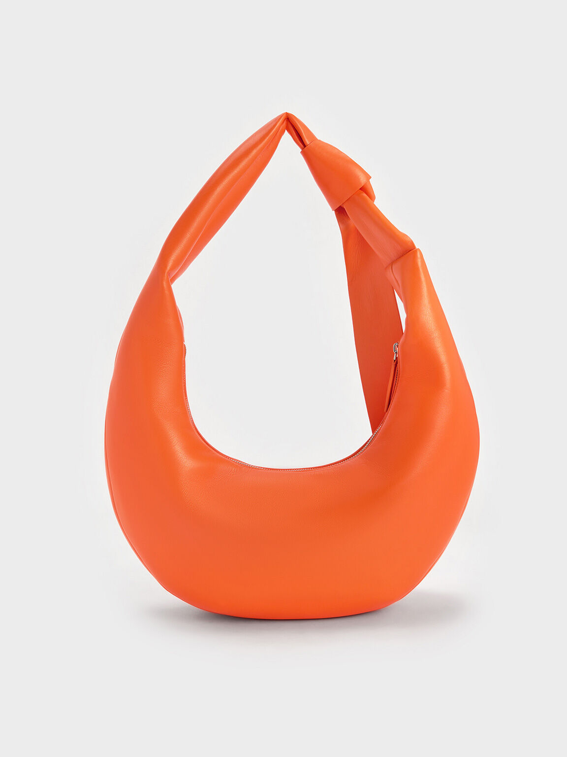 Toni Knotted Curved Hobo Bag, Orange, hi-res