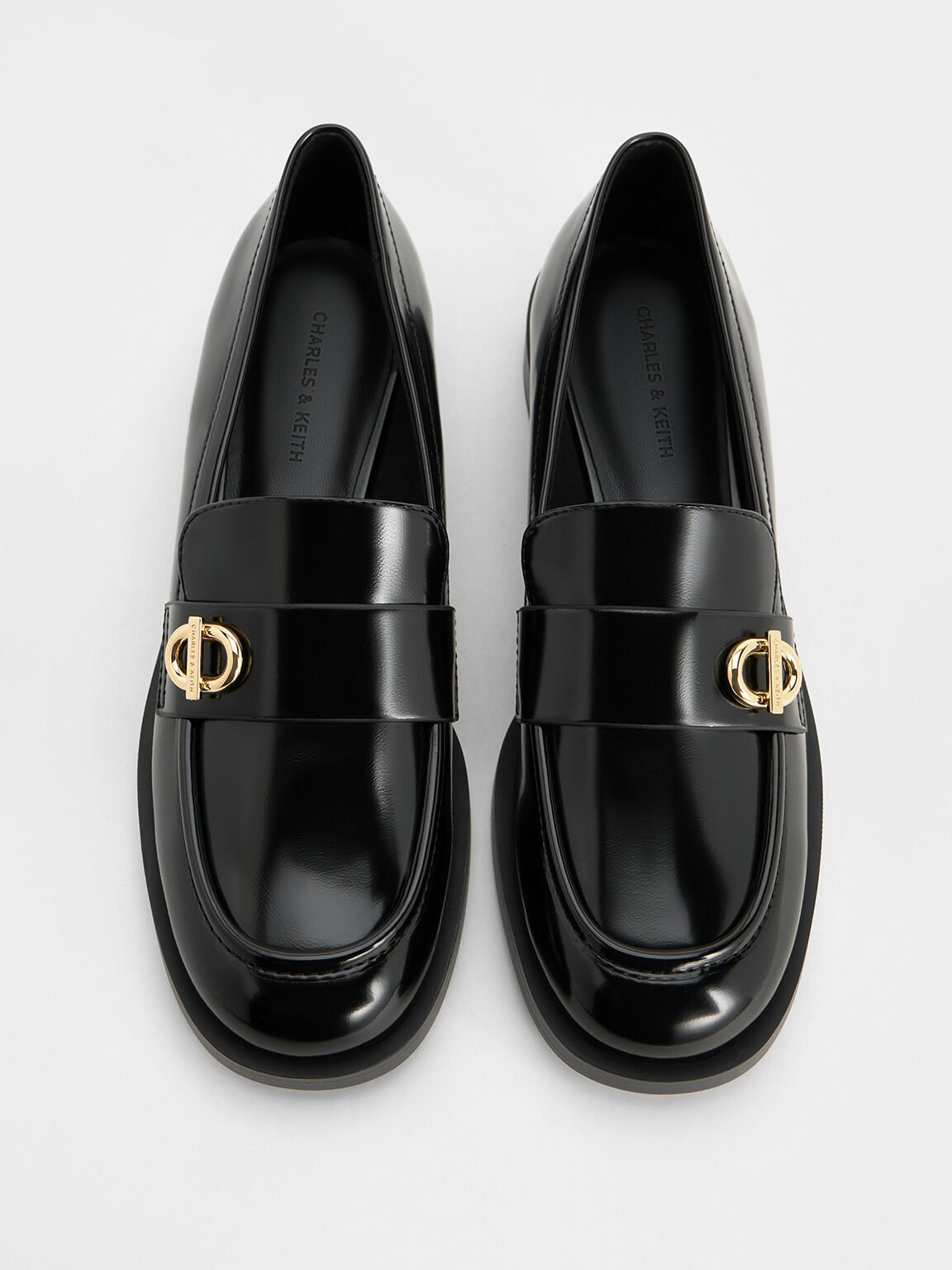 Metallic-Accent Loafers, Black Boxed, hi-res