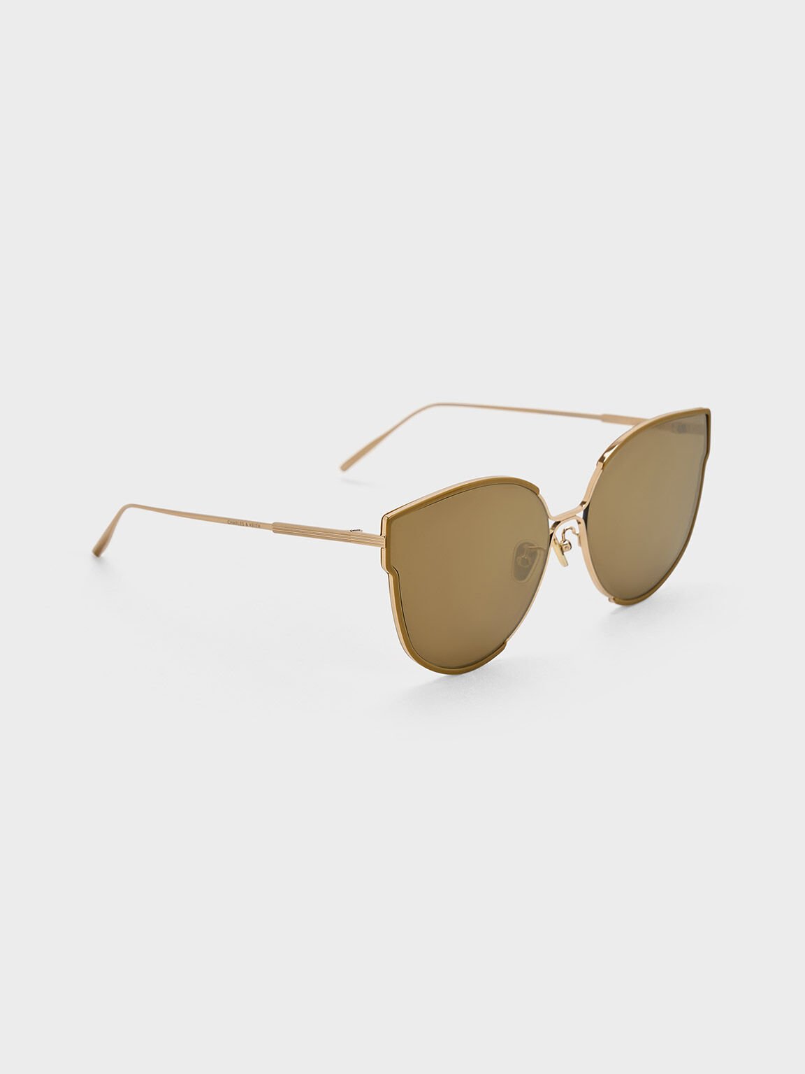 Thin-Rim Butterfly Sunglasses, Khaki, hi-res