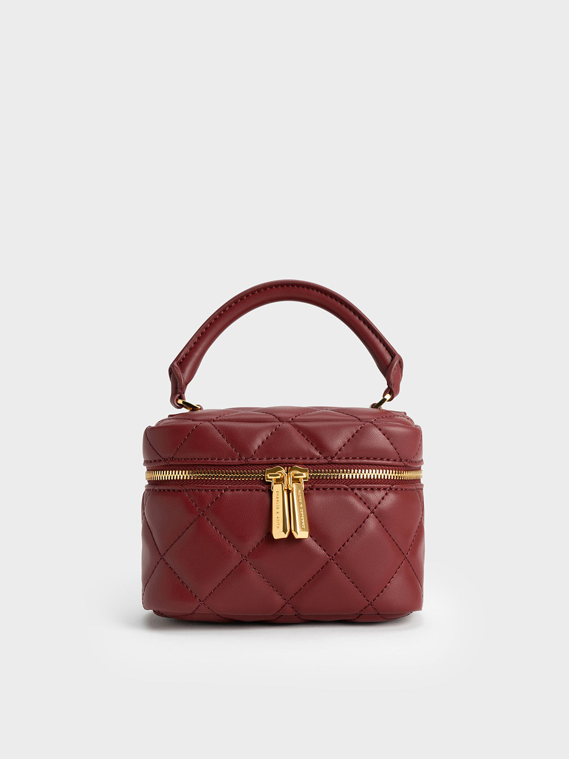 Quilted Vanity Pouch, Burgundy, hi-res