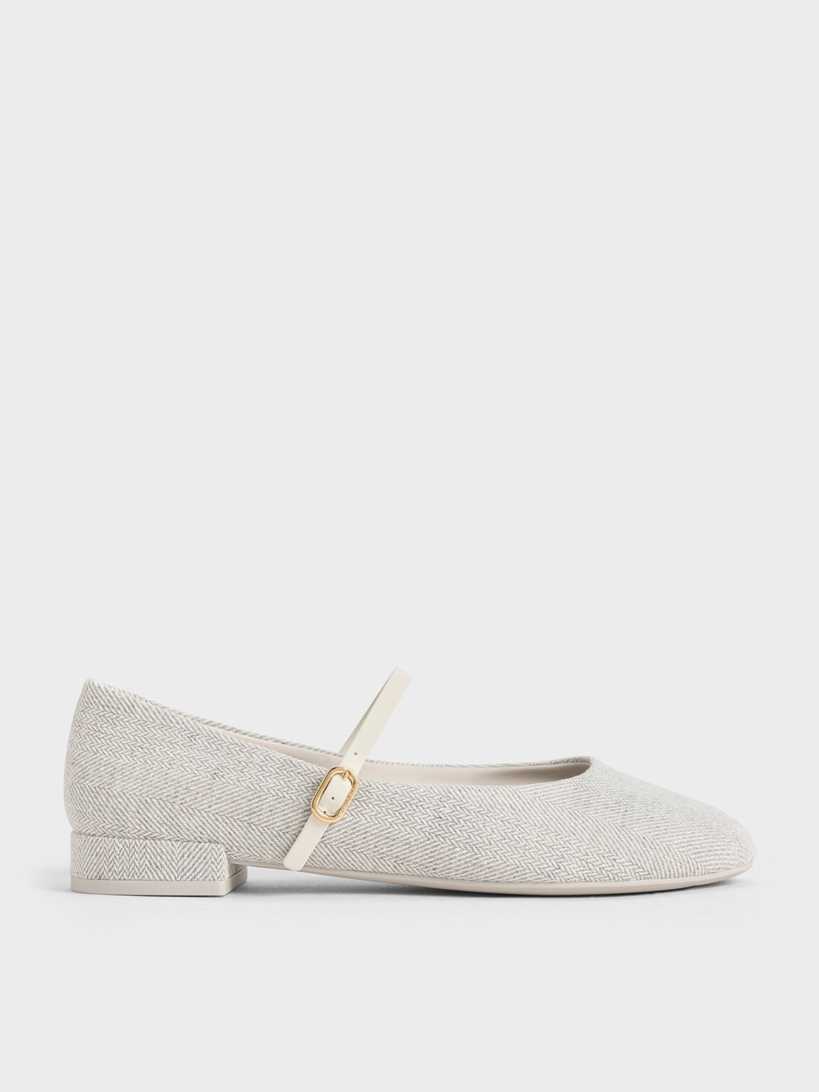 Tweed Round-Toe Mary Janes, Light Grey, hi-res