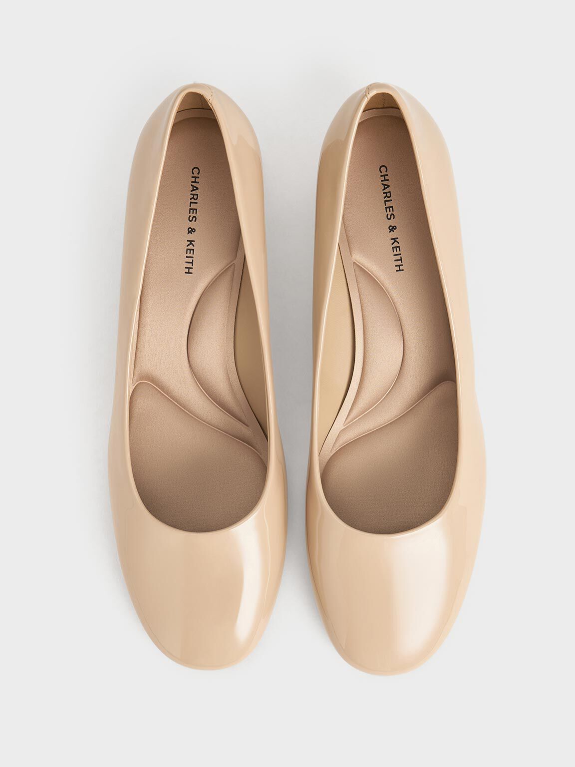 Patent Round-Toe Block-Heel Pumps, Nude, hi-res