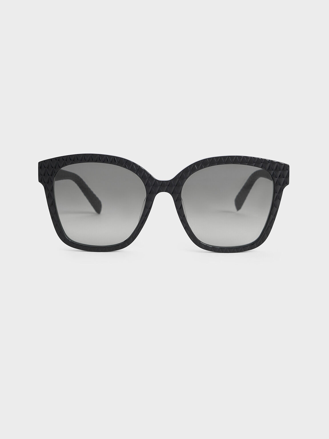 Recycled Acetate & Leather Quilted Sunglasses, Black, hi-res