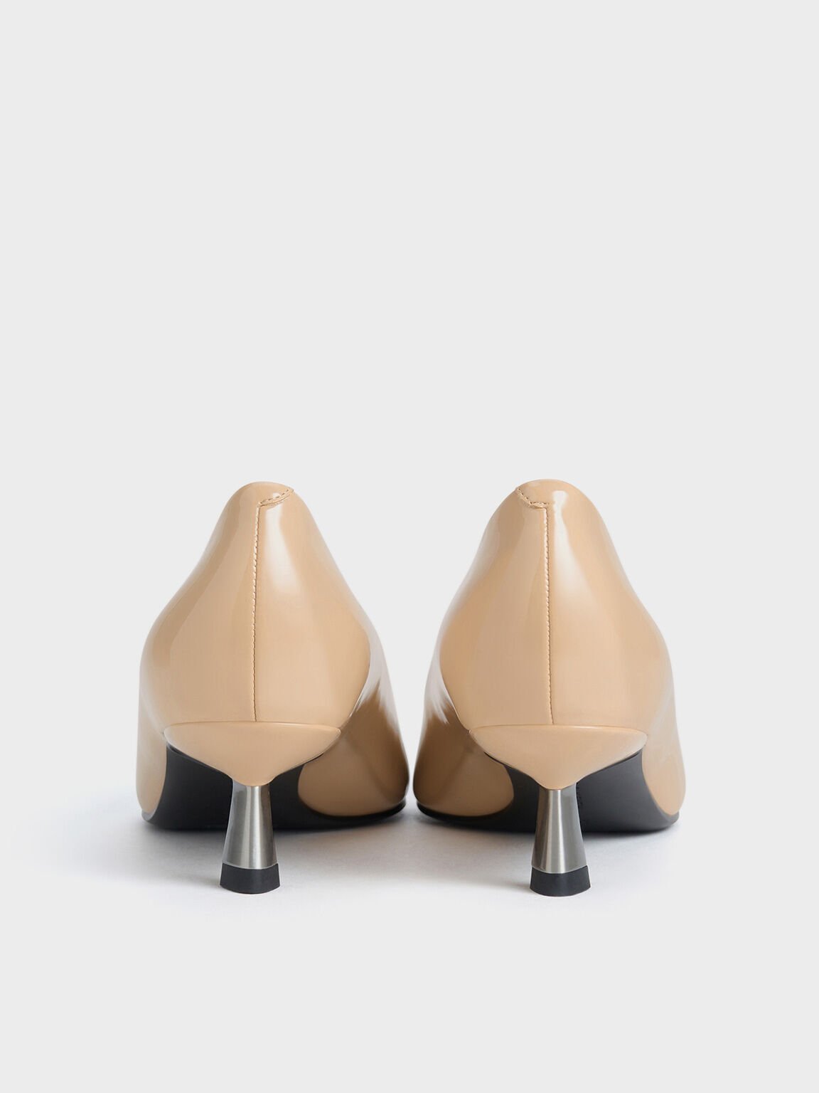 Patent Pointed-Toe Kitten-Heel Pumps, Nude, hi-res