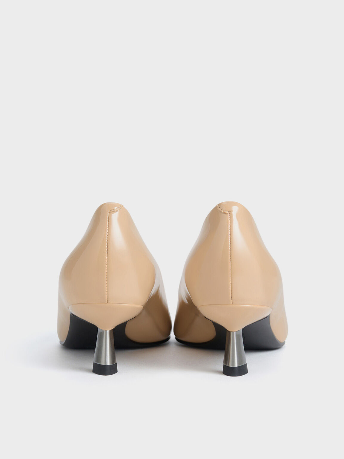 Giày cao gót mũi nhọn Patent Round-Toe Block-Heel, Nude, hi-res