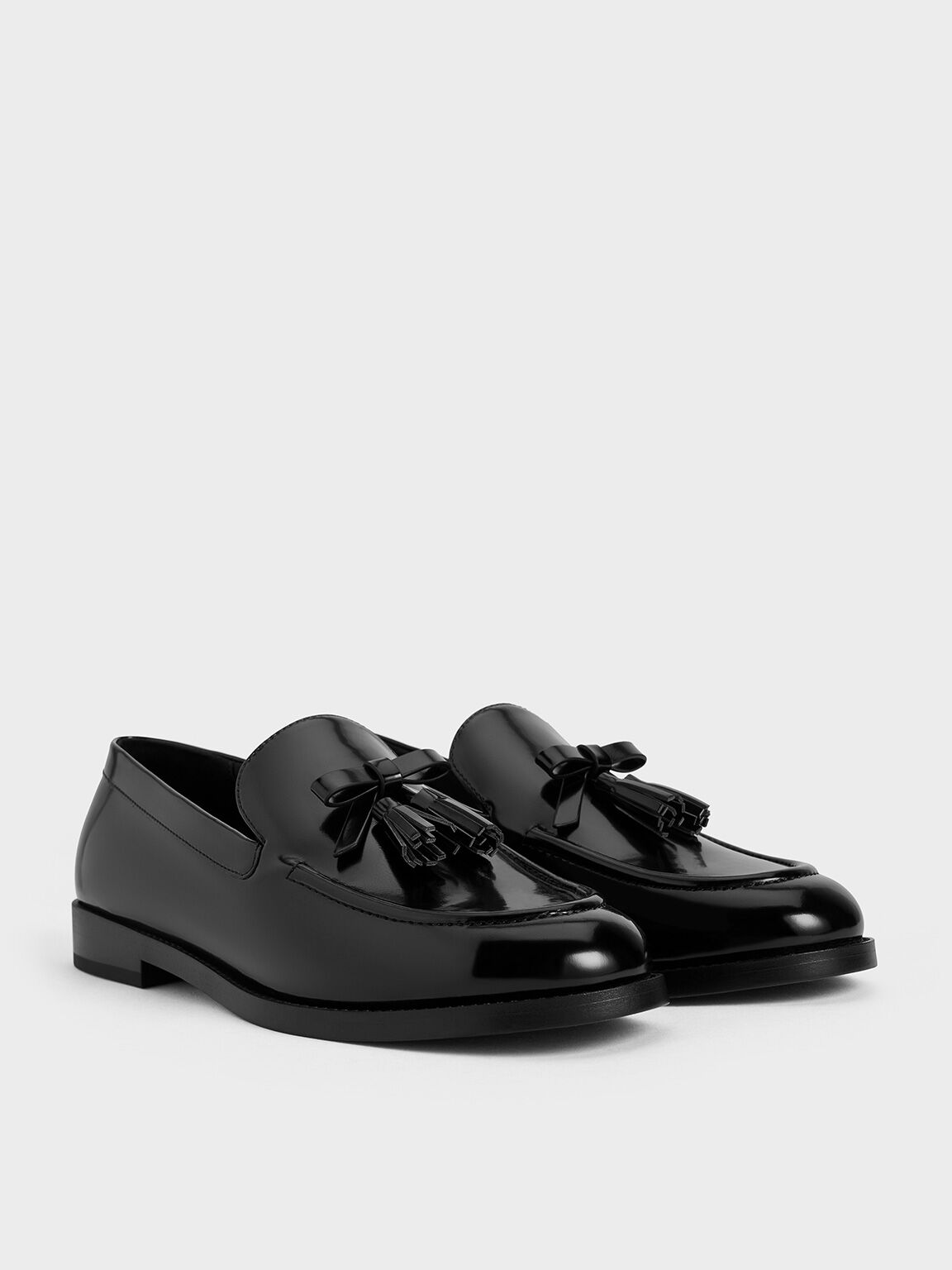 Bow Tassel Loafers, Black Boxed, hi-res