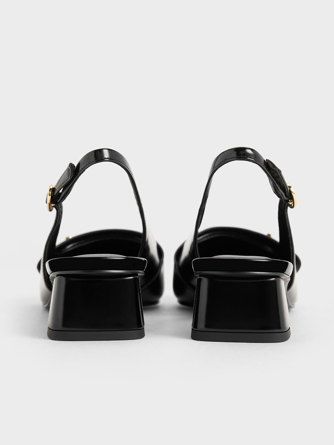 Metallic-Accent Pointed-Toe Slingback Pumps, Black Boxed, hi-res