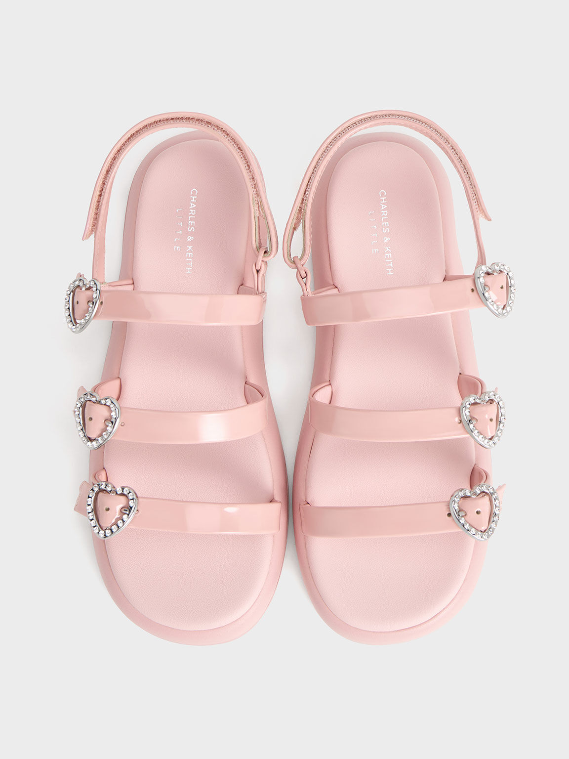 Giày sandals bé gái quai ngang Patent Heart-Embellished Strappy, Hồng, hi-res