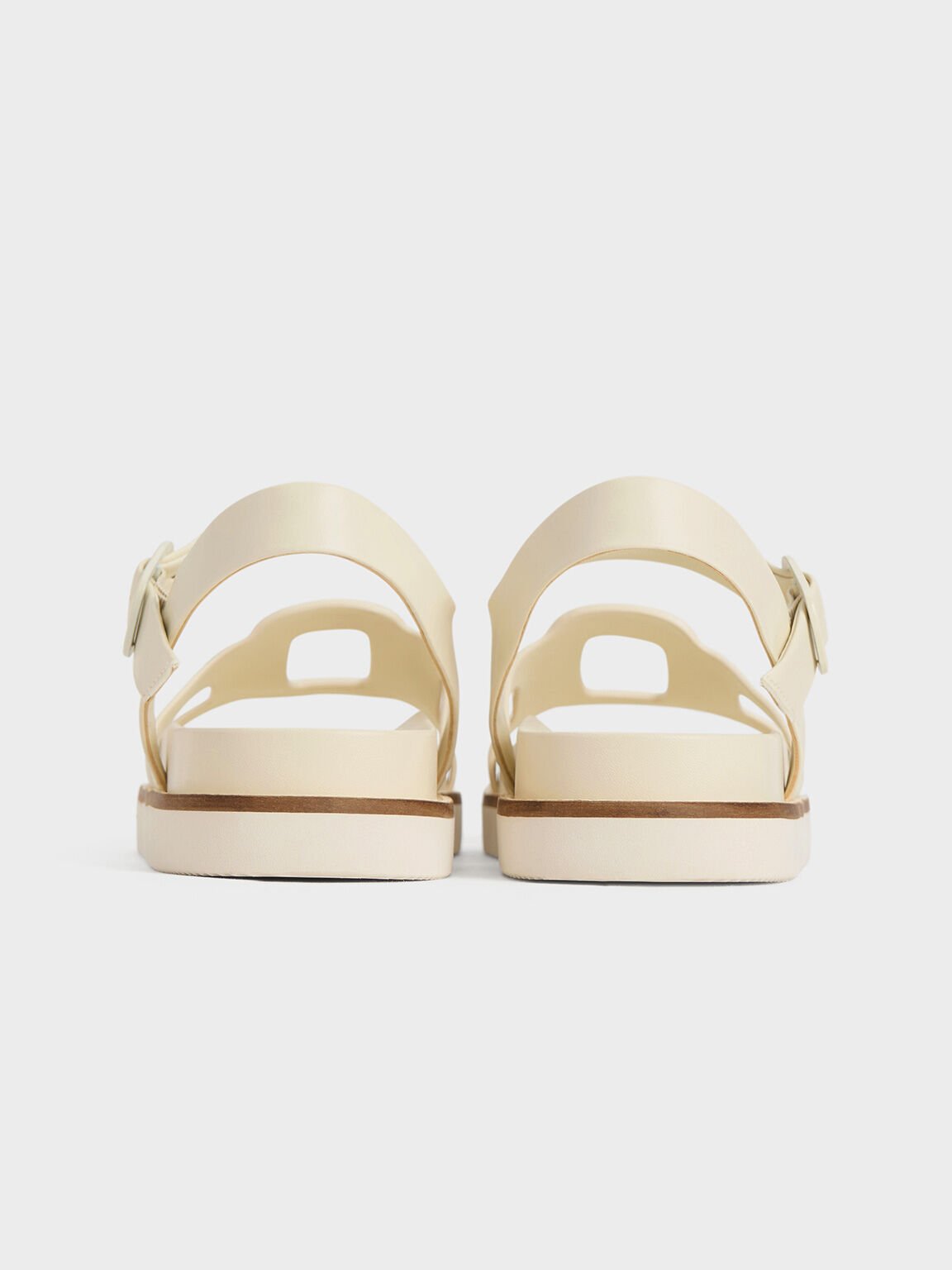 Giày sandals Cut-Out Buckled, Phấn, hi-res