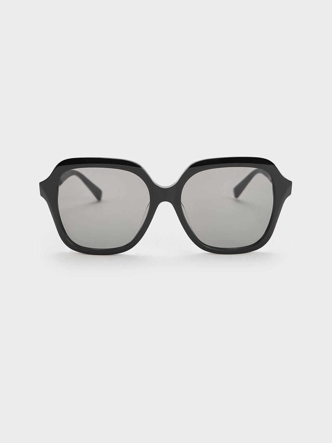 Recycled Acetate Wide-Square Sunglasses, Black, hi-res