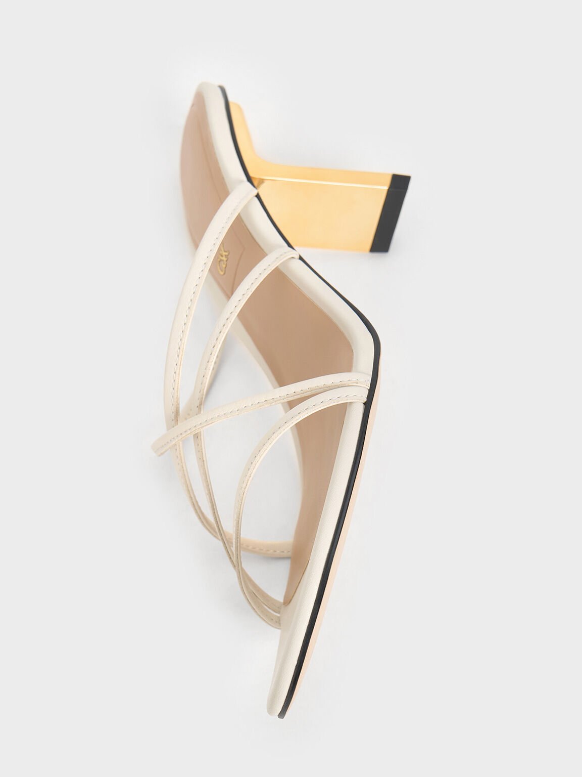 Giày mules cao gót Orly Leather Strappy Slant-Heel, Trắng, hi-res