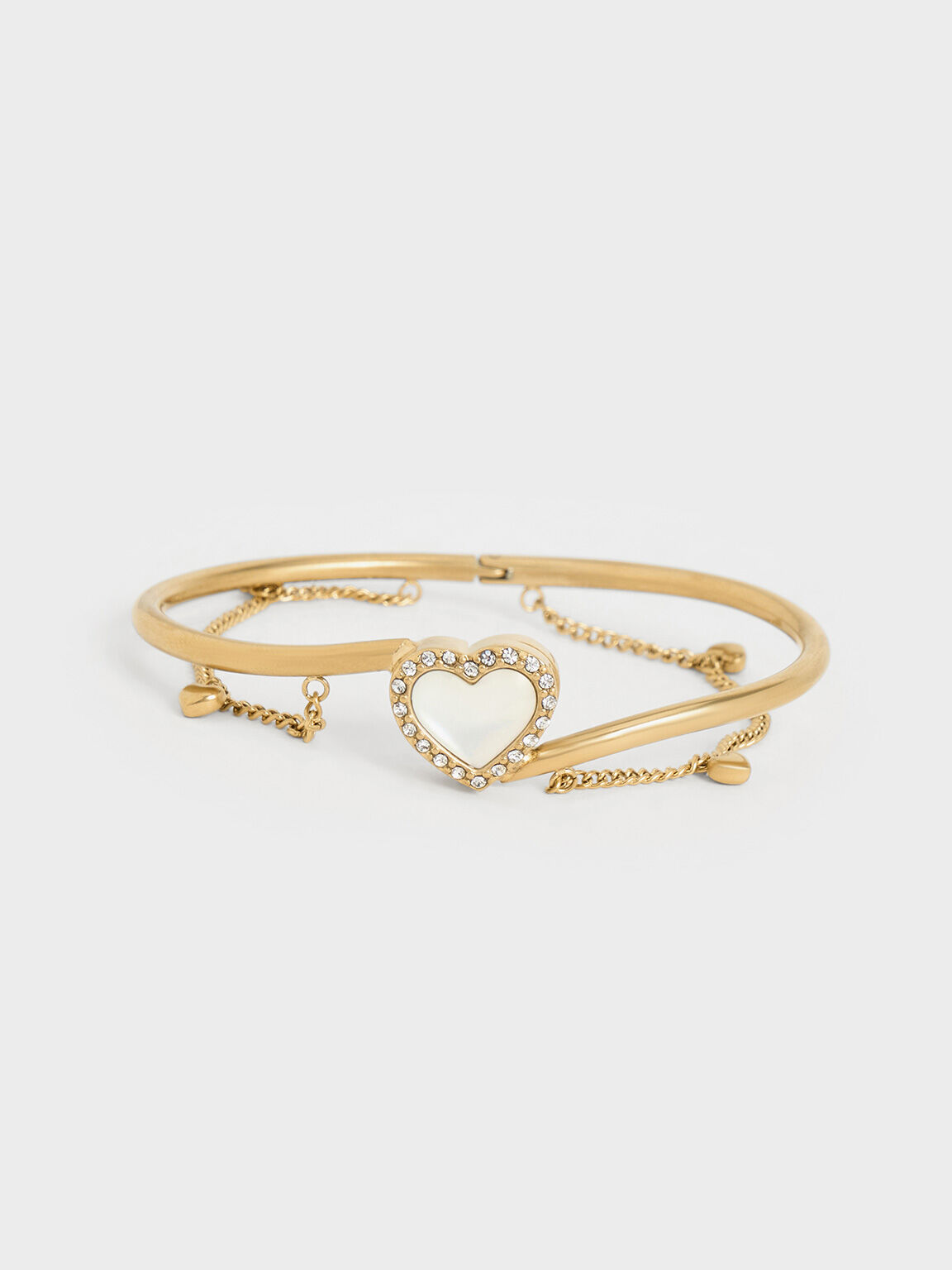 Vòng đeo tay Annalise Crystal Heart-Stone Cuff, Vàng óng, hi-res