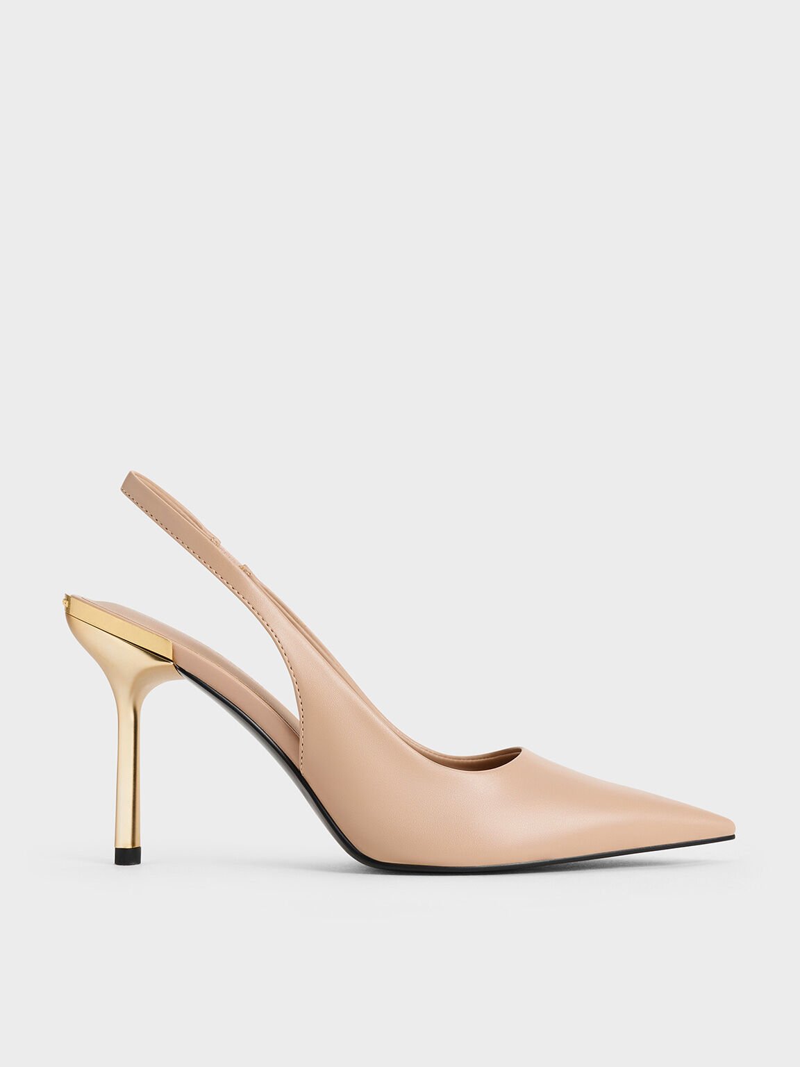 Giày cao gót mũi nhọn Metallic-Heel Pointed-Toe, Nude, hi-res