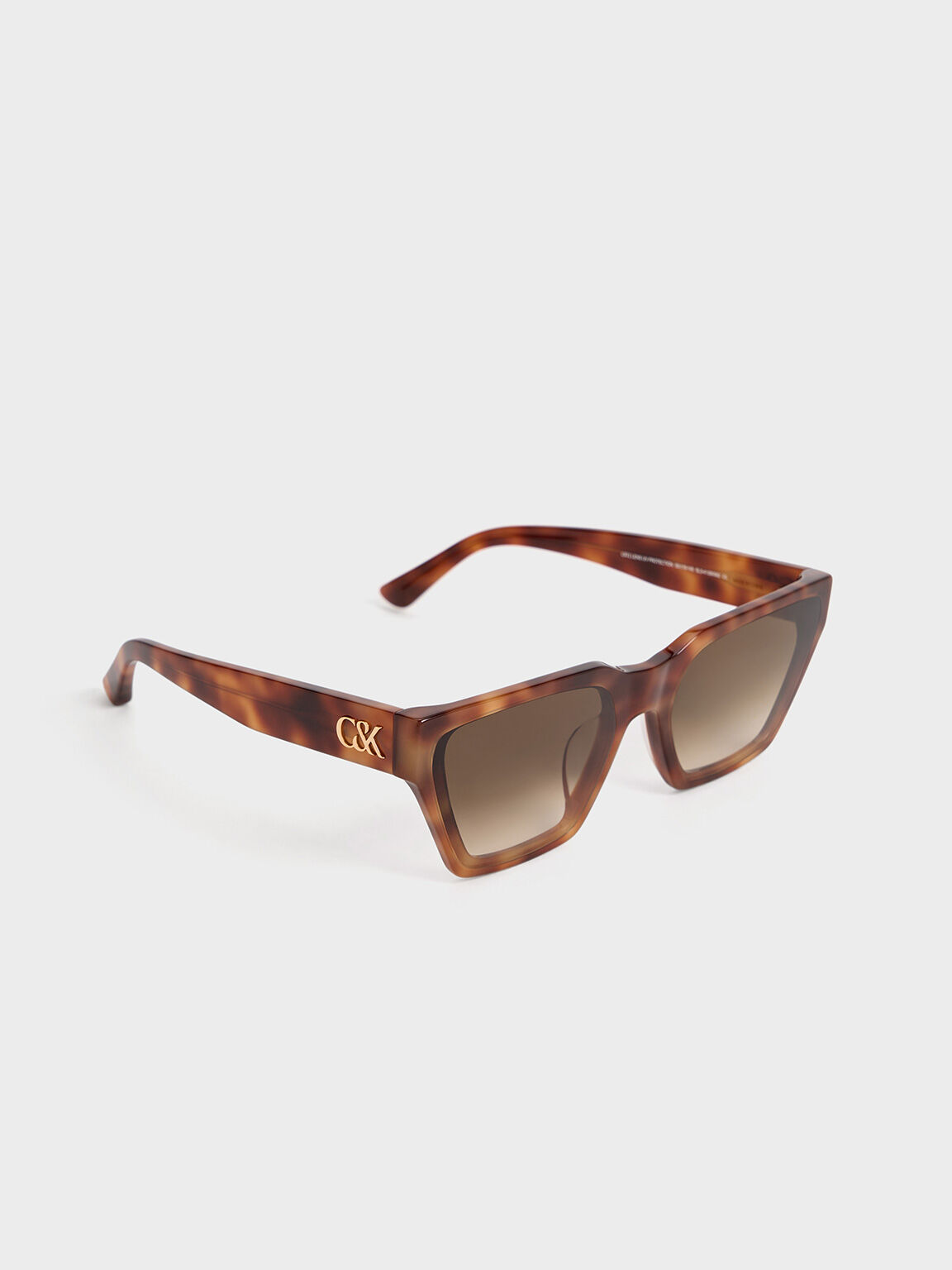 Recycled Acetate Tortoiseshell Angular Sunglasses, T. Shell, hi-res