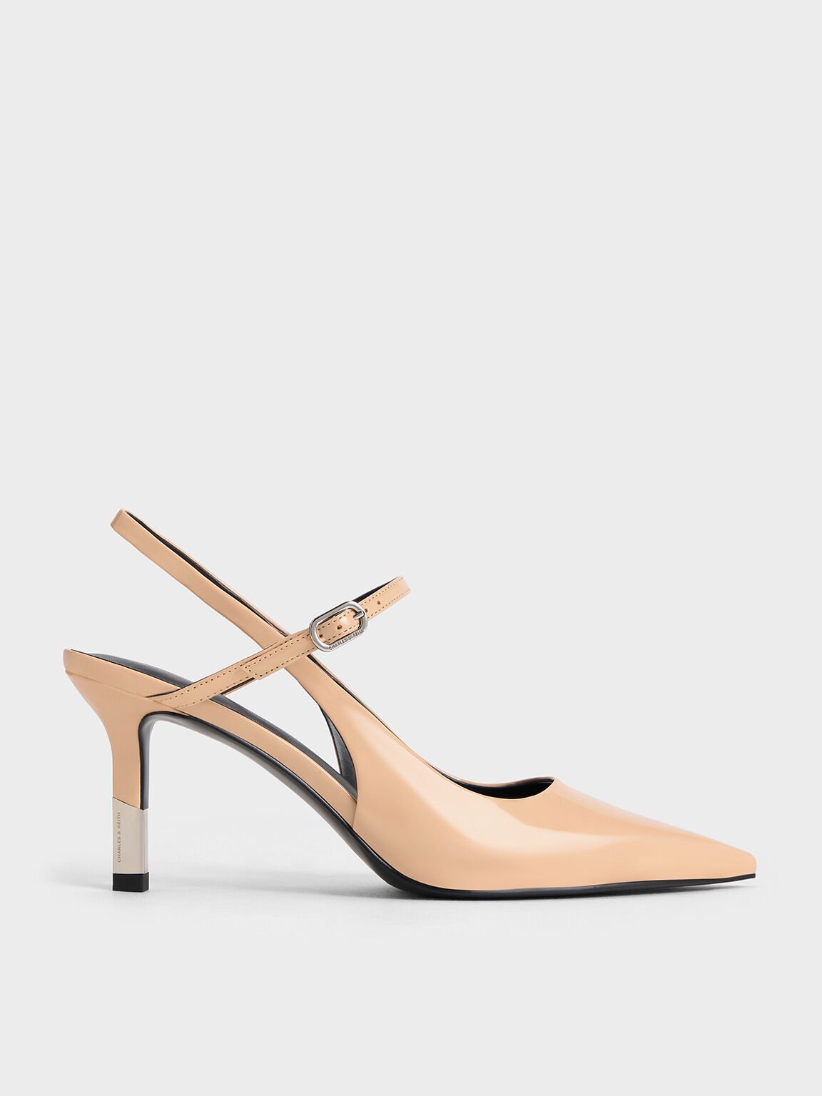 Giày cao gót mũi nhọn Patent Two-Tone Heel, Nude, hi-res