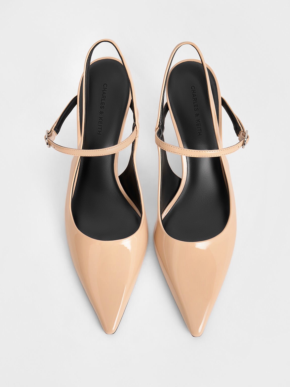 Giày cao gót mũi nhọn Patent Two-Tone Heel, Nude, hi-res