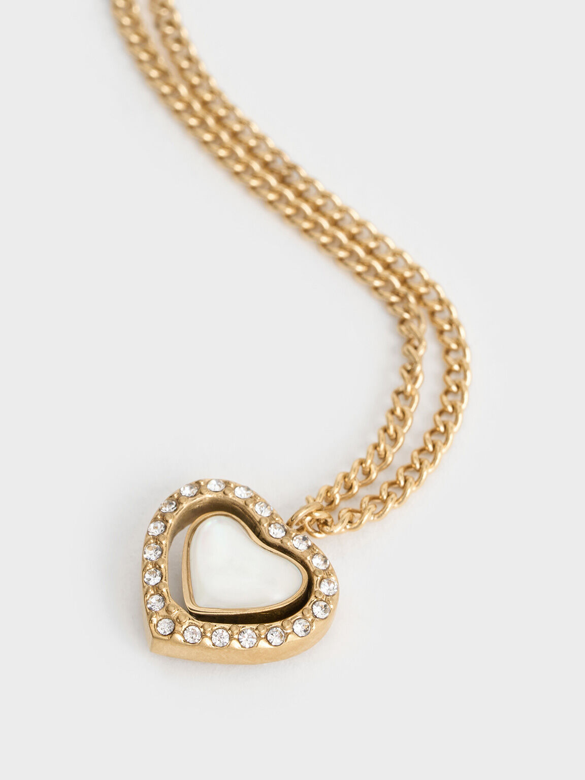 Annalise Crystal Heart-Stone Necklace, Brush Gold, hi-res