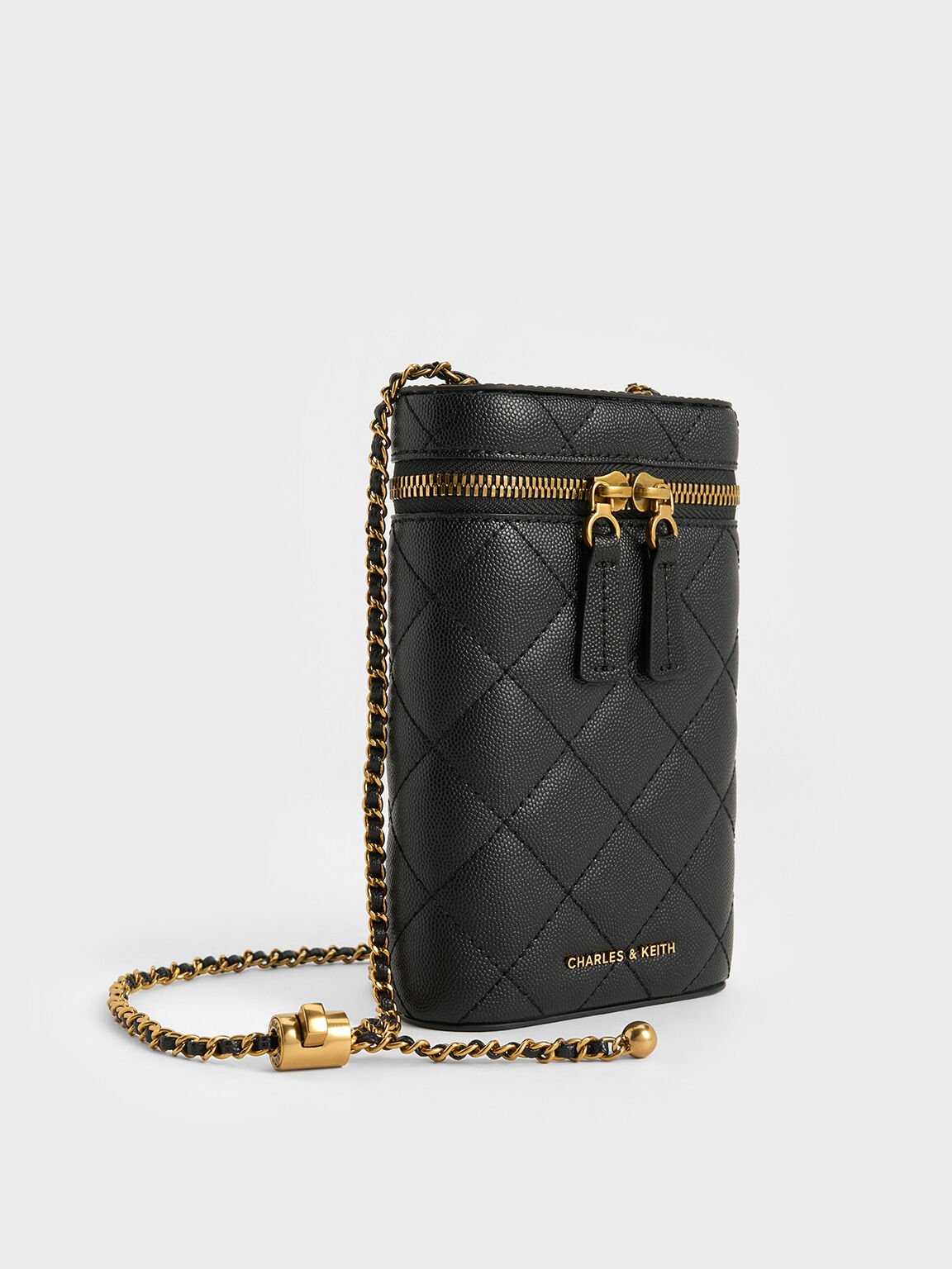 Mini Apfra Quilted Elongated Bag, Black, hi-res