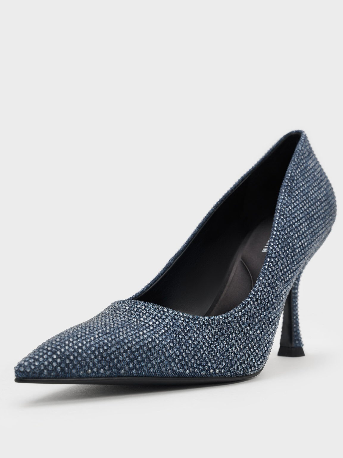 Denim Pointed-Toe Spool-Heel Pumps, Denim Blue, hi-res