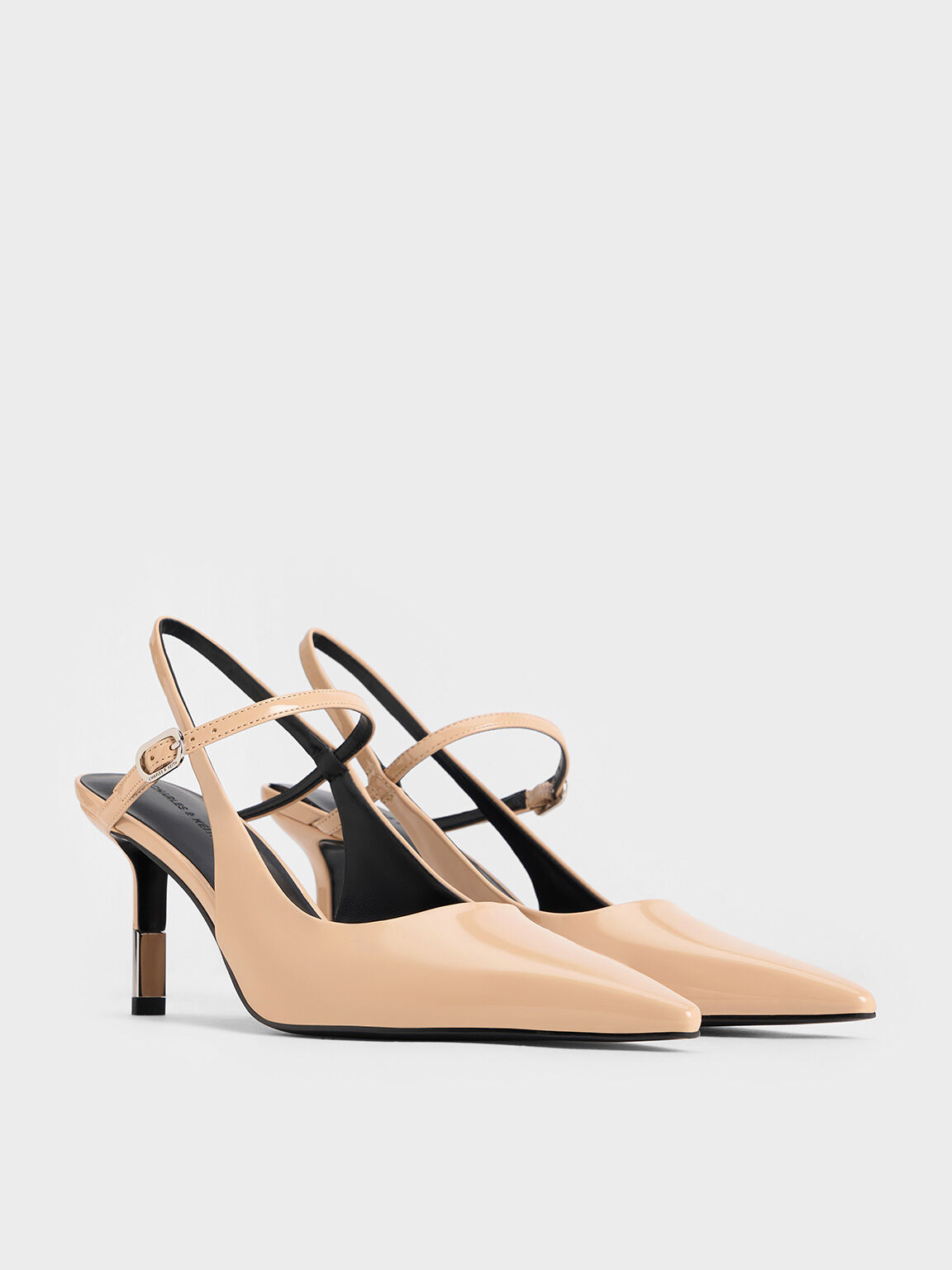 Giày cao gót mũi nhọn Patent Two-Tone Heel, Nude, hi-res