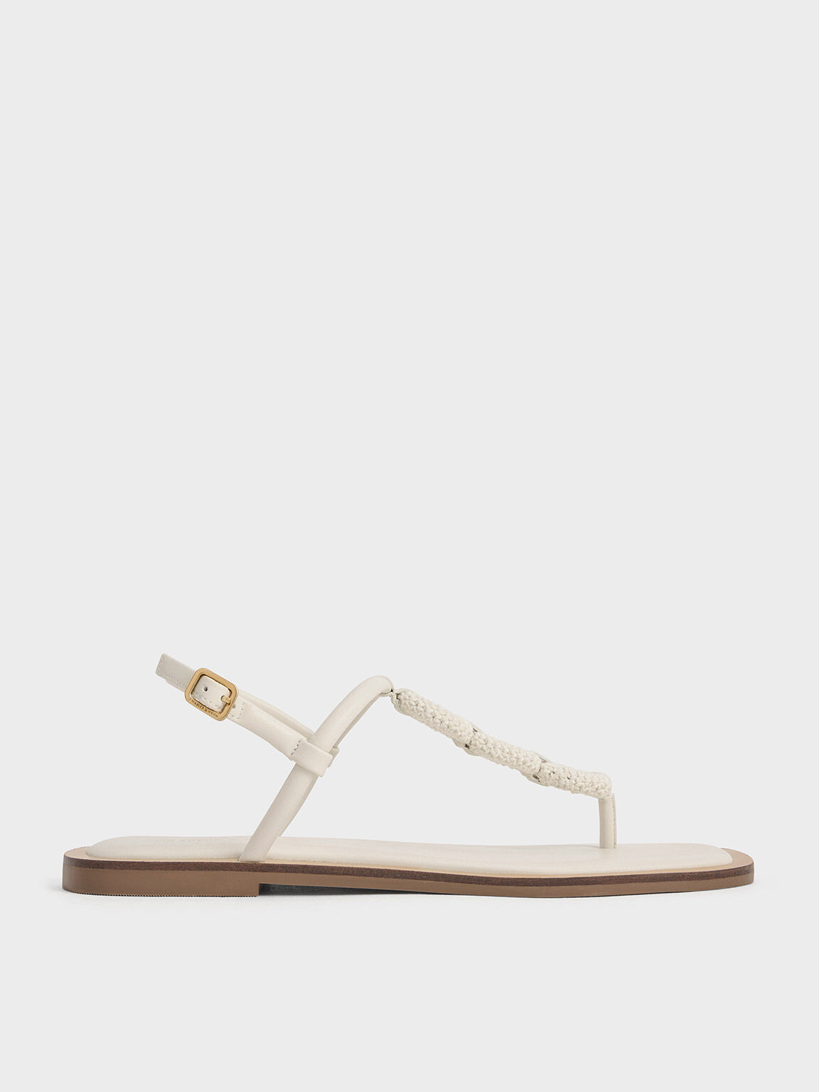 Giày sandals xỏ ngón Raffia Ring, Phấn, hi-res