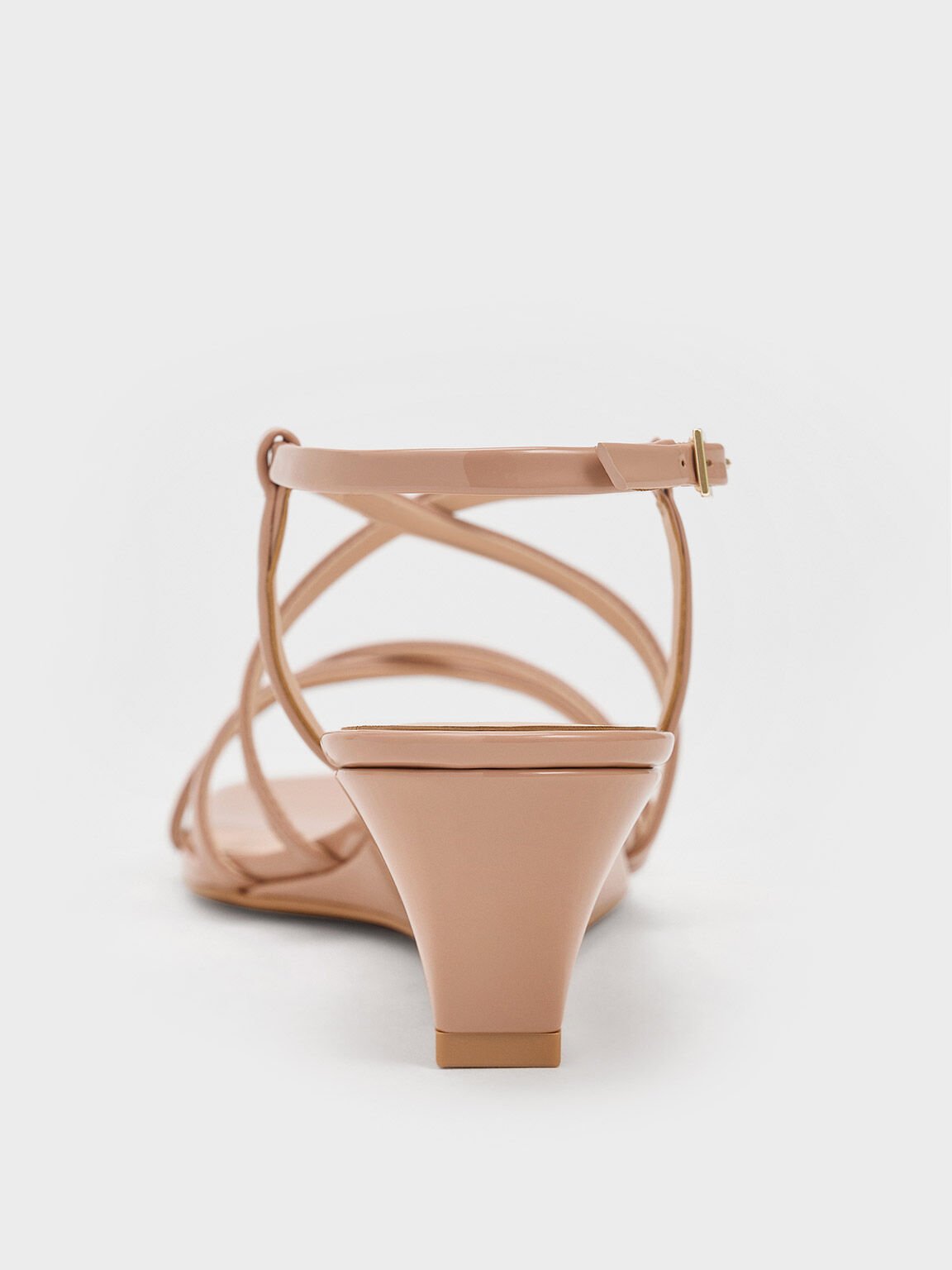 Strappy Wedge Sandals, Nude, hi-res