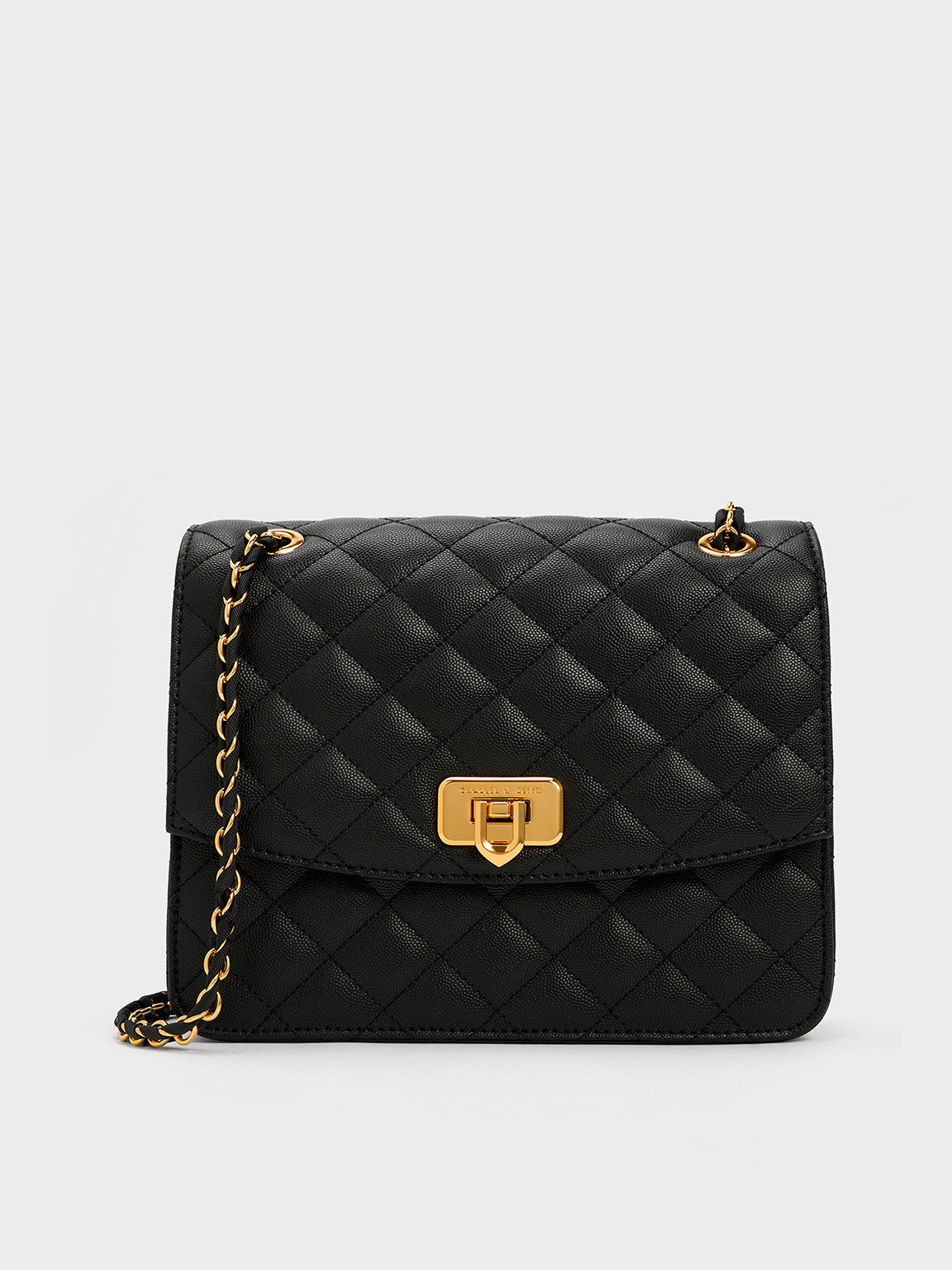 Black Cressida Quilted Chain Strap Bag - Charles & Keith Vn