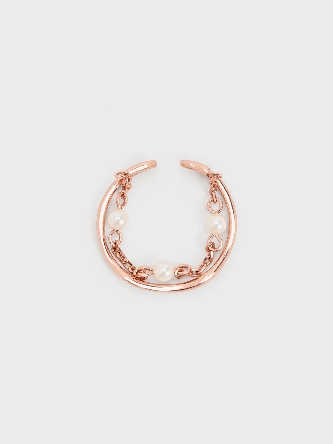 Nhẫn Corrine Pearl Chain-Link Double, Vàng hồng, hi-res