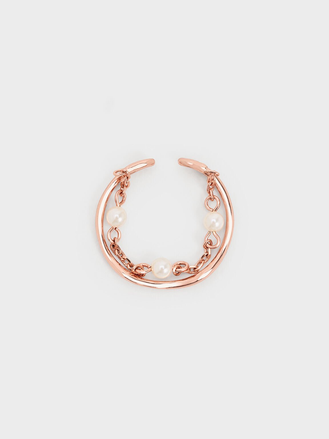 Nhẫn Corrine Pearl Chain-Link Double, Vàng hồng, hi-res