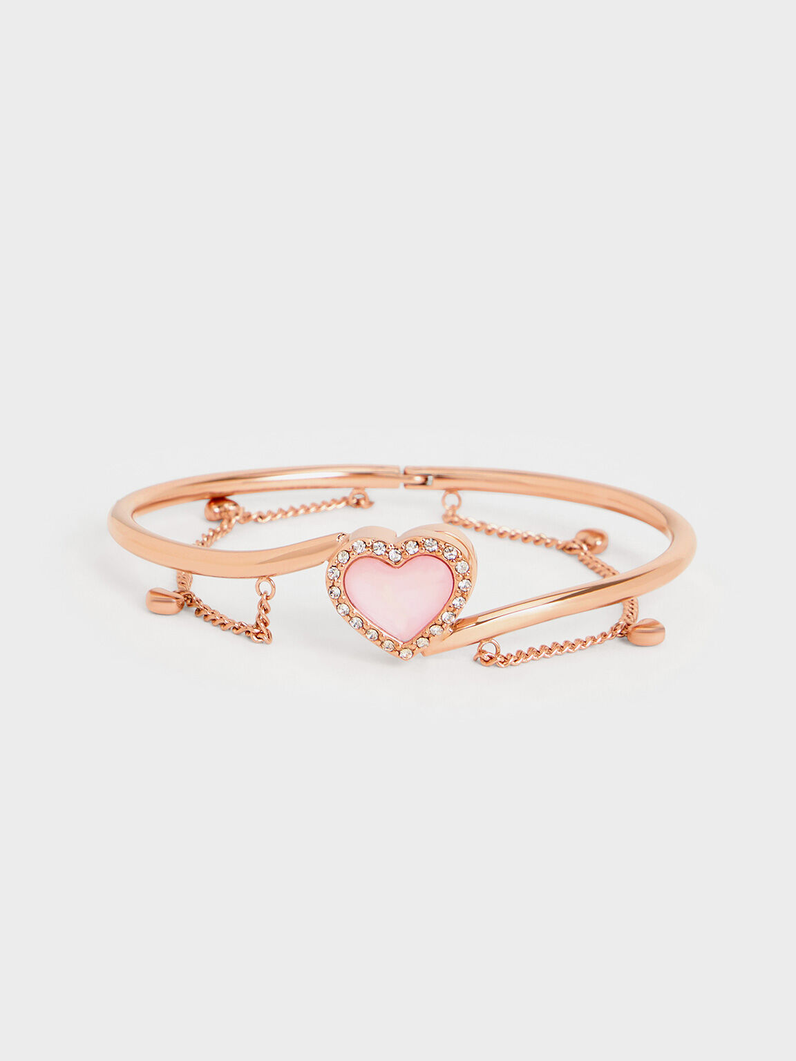 Vòng đeo tay Annalise Crystal Heart-Stone Cuff, Vàng hồng, hi-res