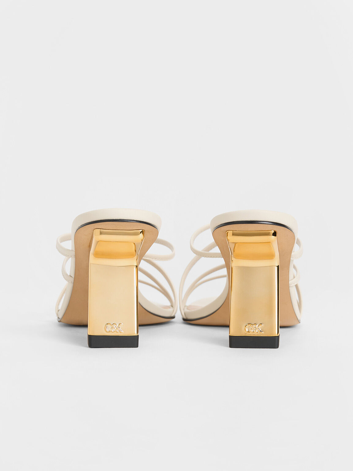Giày mules cao gót Orly Leather Strappy Slant-Heel, Trắng, hi-res