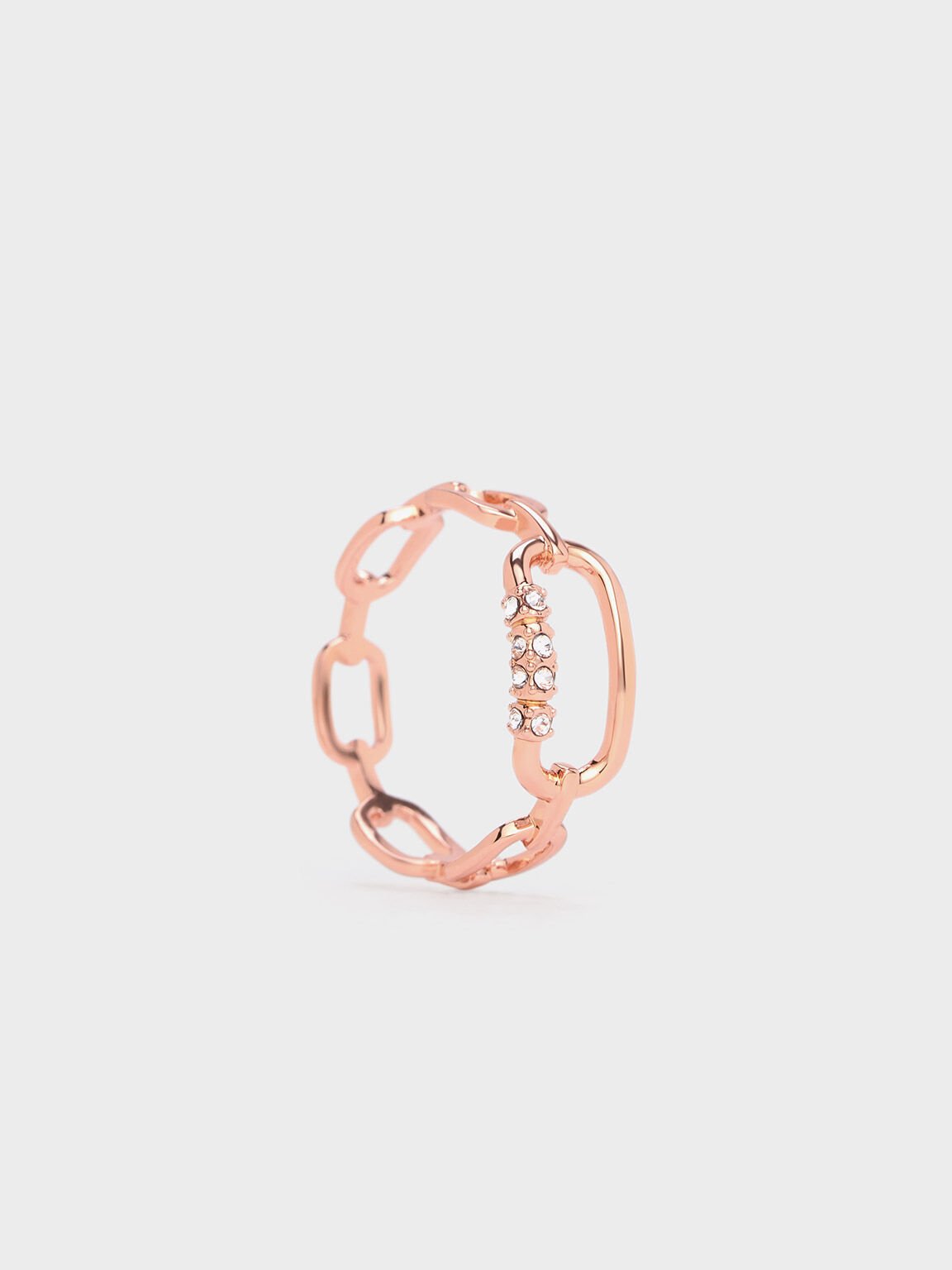 Reagan Crystal Chain-Link Ring, Rose Gold, hi-res