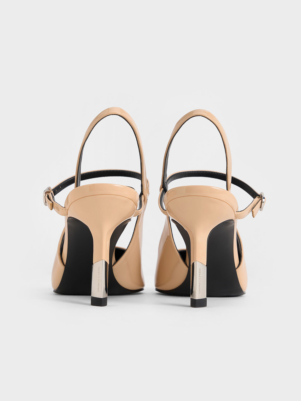 Giày cao gót mũi nhọn Patent Two-Tone Heel, Nude, hi-res