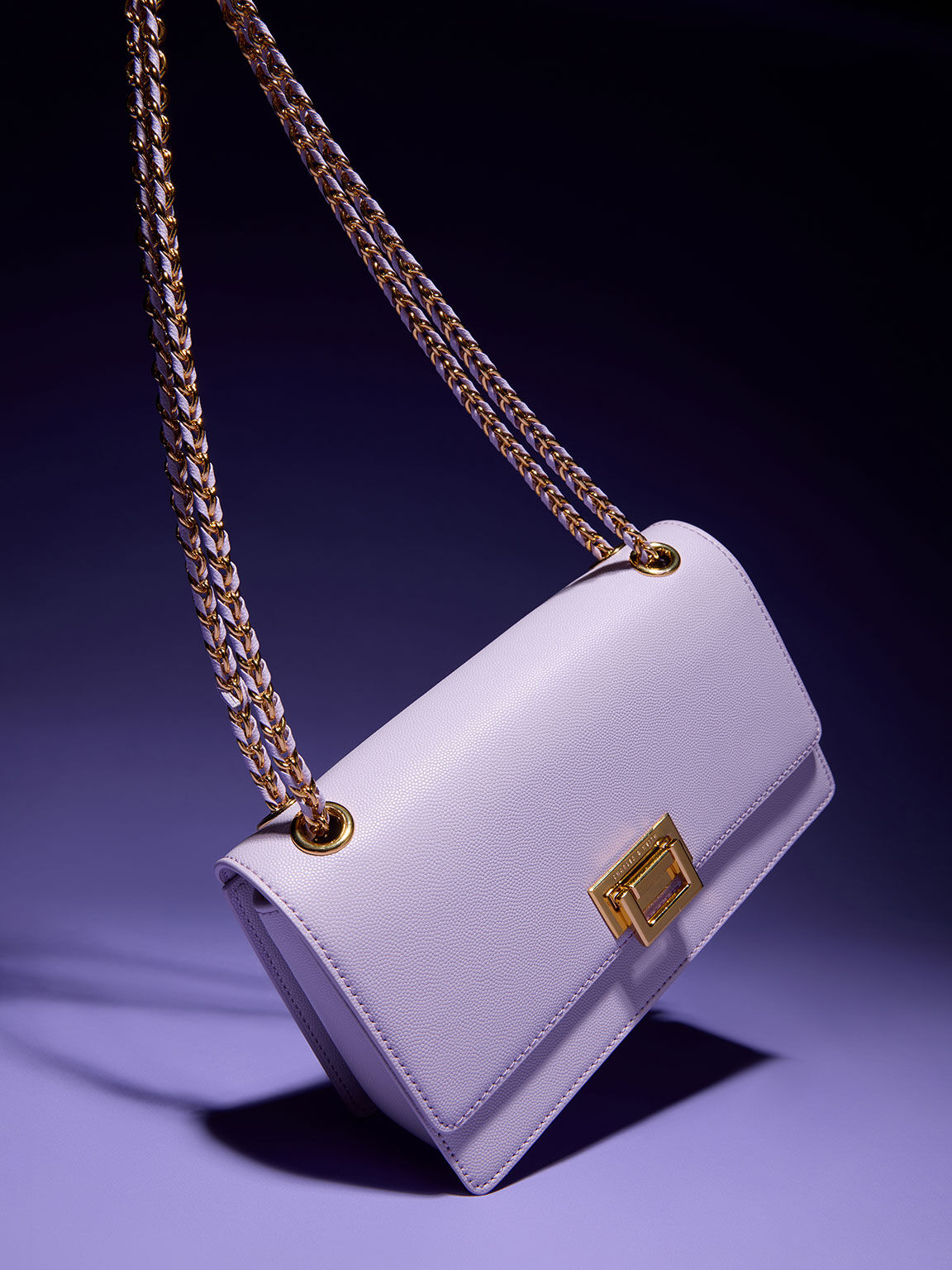 Lilac Metallic Accent Front Flap Bag - CHARLES & KEITH VN